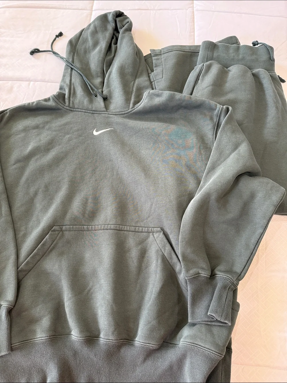 Nike Olive Green Hoodie and Joggers Set with White Swoosh